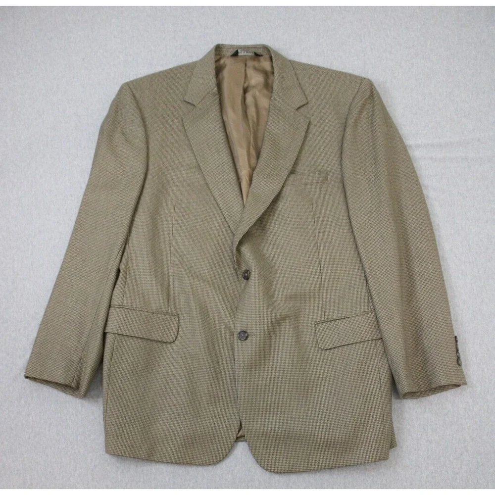 Jos A‎ Bank Blazer Mens 46L Houndstooth 100% Wool 2-Button Single Breasted Lined